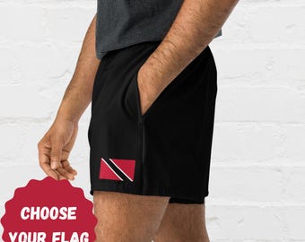 Unisex Flag Swim Shorts, Caribbean Island, Athletic Shorts, Trinidad, Jamaica, Barbados,  Monday Wear, Carnival Monday, Trinidad Carnival