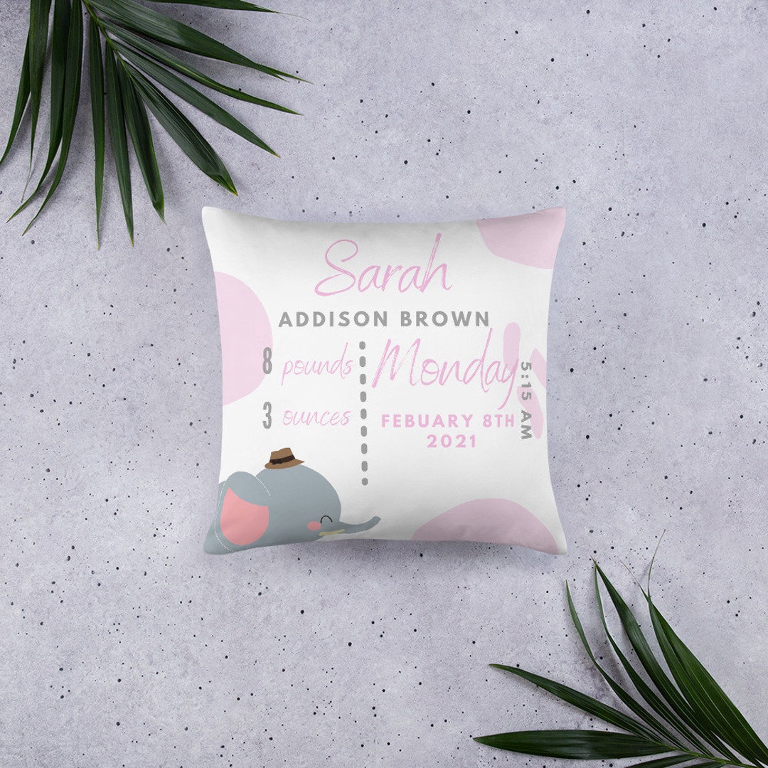 Personalized Elephant Baby Pillow Etsy