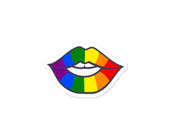 Rainbow Lips Bubble-free Stickers ~ Pride Stickers