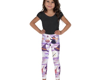 Magic Leggings, Purple Leggings, Witch Hat, Broomstick, Witches, Kids leggings, Wizards