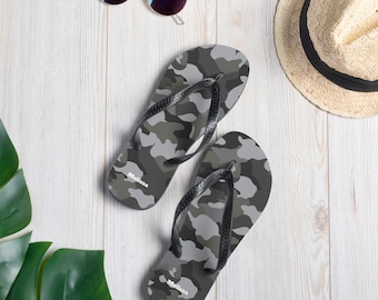 Grey Camo Flip Flops, Custom Name Flip-Flops, Camo Clothing, Grey Camo, Camoflauge, Personalized Gifts, Sandals Men, Sandals Women