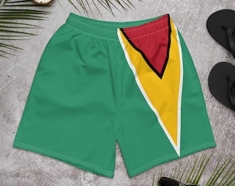 Guyana Flag Swim Trunks,  Guyanese Swimsuit, J'ouvert Shorts,Swim Shorts, Plus Size Swimwear, Monday Carnival Wear