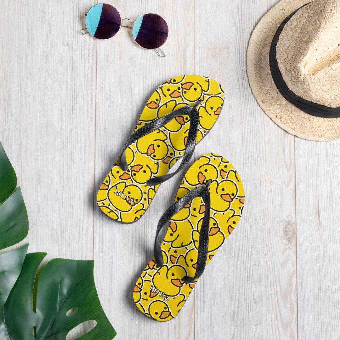Personalized Rubber Duck Flip-flops, Yellow Sandals, Rubber Duckie ...