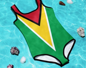 Guyana Swimsuit, Kids swimwear, Gift for girl, Gift for daughter, Guyanese clothing, Guyana flaggift for toddler, Girls swimwear