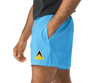 St Lucia Flag Swim Trunks,  Unisex Swim Shorts, St Lucia Swimsuit, J'ouvert Shorts, Swim Shorts, Plus Size Swimwear, Monday Carnival Wear