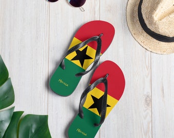 Personalized Ghana Flip-Flops Custom Flip Flops, Custom Sandals, Personalized Sandals, Ghana Clothing, Custom Name