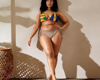 Barbados Grenada String Bikini Top, Large Bust Swimwear, Grenada Swimwear, Bajan Clothing, Barbados Flag Swimsuit, Plus Size