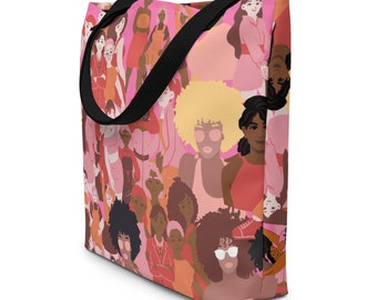 Beautiful Women, Large Tote bag, Inside Pocket, Laptop Bag, International Women's Day, Feminist