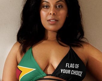 Guyana 2 Flag Bikini Top, Large Bust Swimwear, Jamaica, Barbados, Trinidad, Guyana, St. Lucia, Antigua, Carnival, Monday Wear