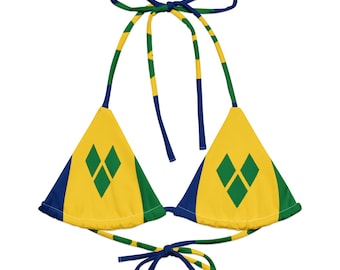 Saint Vincent and the Grenadines Bikini Top, St Vincent, Plus Size Swimwear, Large Bust Swimsuit, Carnival