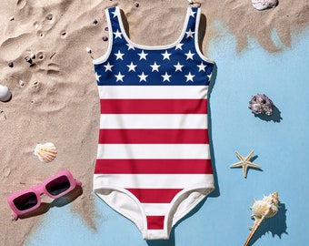 USA Kids Swimsuit, Girls One Piece, United States of America, Fourth of July, 4th of July, Gift for Daughters, Gift for girls, Kids swimwear