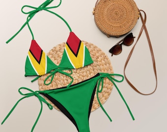 Guyana Flag Bikini, Guyanese Swimsuit, SWIMSUIT ONLY, Plus Size Swimwear