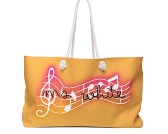 Personalized Music Teacher Tote, Teacher Gifts, Name Gift, Music Notes, Weekender Bag, Custom Teacher Gift