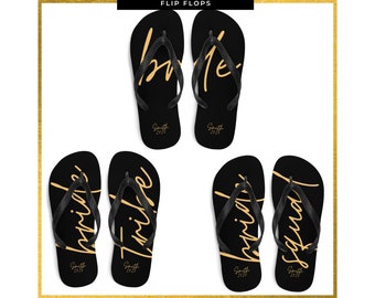 Personalized Wedding Flip Flops, Bride Tribe, Bride Squad Flip-Flops,  Bridesmaids Gift, Bridesmaid Sandals, Bridesmaid Boxes