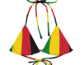 Jamaica Rasta Coloured Bikini Top, Eco-friendly Swimwear, Jamaican Clothing, Jamaica Swimwear, Women's Swimsuit, Plus Size Swimwear