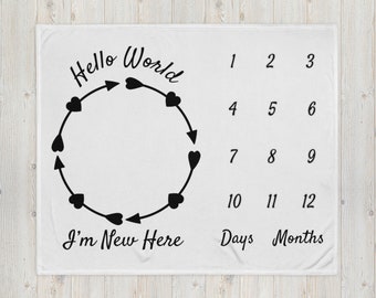 Baby Age/Growth Throw Blanket ~ Baby Shower Gift ~ Gender RevealGift for Baby