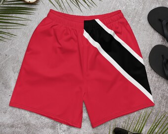 Trinidad Flag Swim Trunks, Trinidad and Tobago,  Trini Swimsuit, Jouvert Shorts, Trinidad & Tobago, Plus Size Swimwear, Monday Carnival Wear