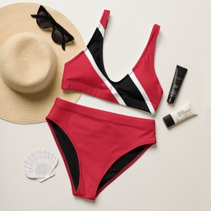 Trinidad High Waisted Swimsuit, Trini Swimsuit, Red Swimsuit, Trinidad & Tobago, Plus Size Swimwear