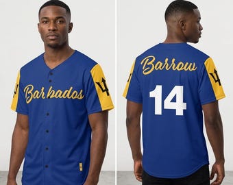 Barbados Jersey, Personalized Jersey, Baseball Jersey, Barbados Clothing, Bajan Pride, Name Gift