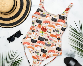 Sushi One-Piece, Swimsuit, Sushi Lover, Sashimi, Foodie GiftGift for Foodie, Gift for Sushi Lover, Gift for Girlfriend