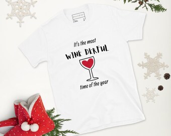 Christmas t-shirt, It's the most wine-derful time of the year Short-Sleeve Unisex T-Shirt, Wine Glass, Wine-o Shirt, Christmas Gift