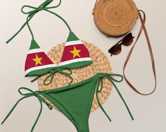Suriname Bikini Set, Suriname Flag, Plus Size Swimwear, Large Bust Swimwear