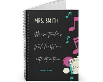Personalized Music Teacher Notebook, Teacher Gift, Gift For Teacher, Teacher Appreciation, Custom Gift, Best Teacher, End of Year