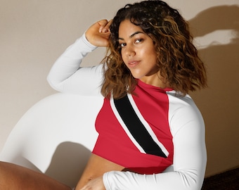 Trinidad Cropped Long Sleeve Rashguard, Women's Rash guard, Large Bust Swimwear, Carnival 2025, Plus Size Swimwear, Trinidad Clothing