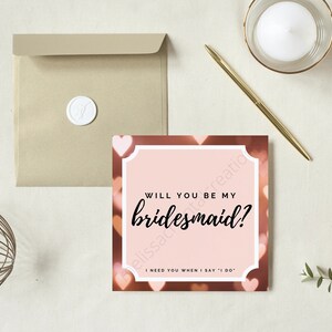 Bridesmaid Printable Invite/Card ~ Will You Be My Bridesmaid ~ Bridal Party ~ Bride TribeGift to Wife, Gift for Fiance
