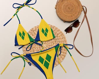 Saint Vincent and the Grenadines Bikini Set, St Vincent, Plus Size Swimwear, Large Bust Swimsuit, Carnival