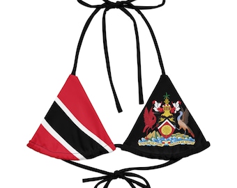 Trinidad Bikini Top, Trinidad Coat of Arms, Steelpan, Trinidad & Tobago, Plus Size Swimwear, Monday Carnival Wear, Large Bust Swimwear
