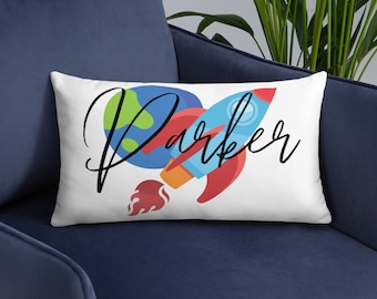 Personalized Rocket Ship Pillow, Space Pillow, Rocket Ship Pillow Case,  Shower Gift, Nursery Decor, Toddler Gift, Birthday Gift