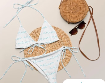 Custom Name Bikini, Name Gift, Plus Size Swimwear, Personalized Gift, Birthday Swimsuit,