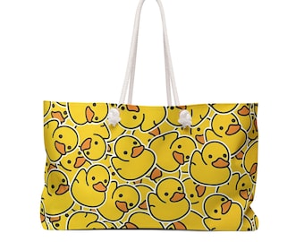 Rubber Duck Weekender Bag, Duckie Beach Bag, Gift for Bird Lover, Ducks, Yellow Ducks