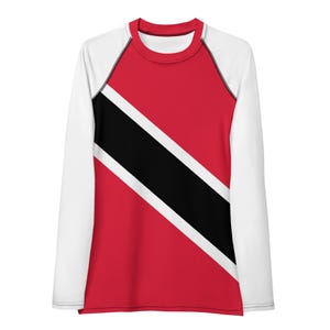 Trinidad Flag, Women&#39;s Rash Guard, Long Sleeve Swimwear,  Water sports, UV protection , Tobago, Quick dry fabric