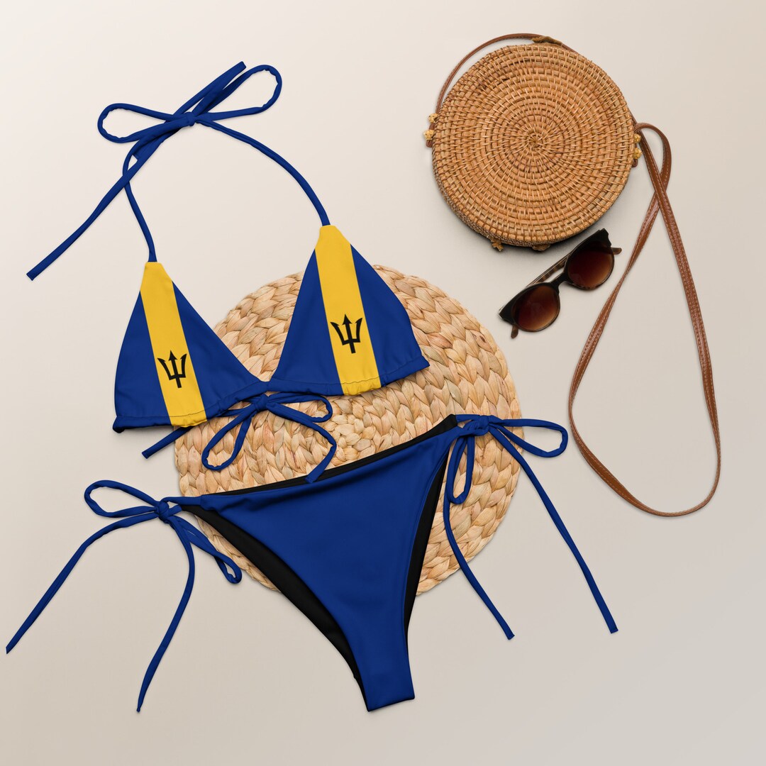Barbados String Bikini, Plus Size Swimwear, Blue Swimsuit, Trident