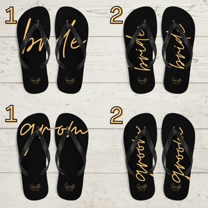 Bride & Groom Flip-Flops, Honeymoon Gift, Bachelorette Party, Doe and Stag, Wedding Gift, Destination Wedding, Bachelor Party Gift