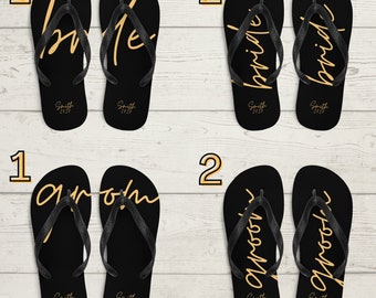 Bride & Groom Flip-Flops, Honeymoon Gift, Bachelorette Party, Doe and Stag, Wedding Gift, Destination Wedding, Bachelor Party Gift