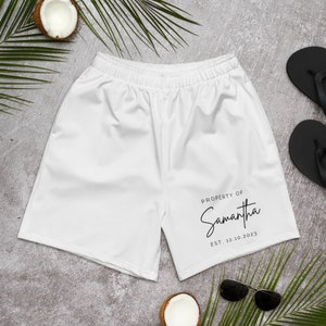 Property of Shorts, Custom Groom Swim Trunks, Groom Swimwear, Groom Gift, Honeymoon, Swimming Shorts, Personalized, Minimalist, Wedding