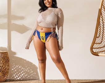 Barbados Bikini Bottom, Barbados Flag, Bajan Clothing, Barbados Swimwear
