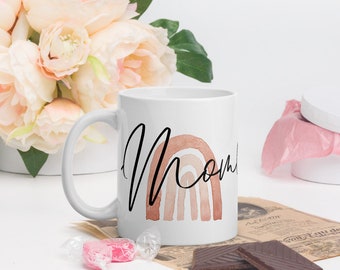 Personalized Rainbow Coffee Mug, Tea Mug for Her, Gift for Her, Mom Mug, Mothers Day Gift, Watercolour Mug, Birthday Gift, Custom Mug