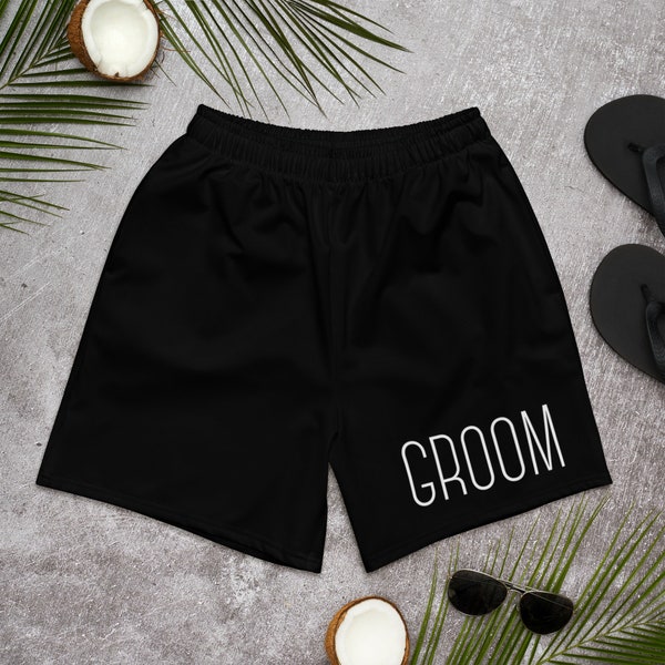 Groom Swim Trunks, Bride and Groom Swimwear, Groom Gift, Honeymoon Gift, Swimming Shorts, Personalized, Minimalist, WeddingGift for Wedding