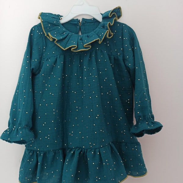 Robe fille double gaze cérémonie hiver