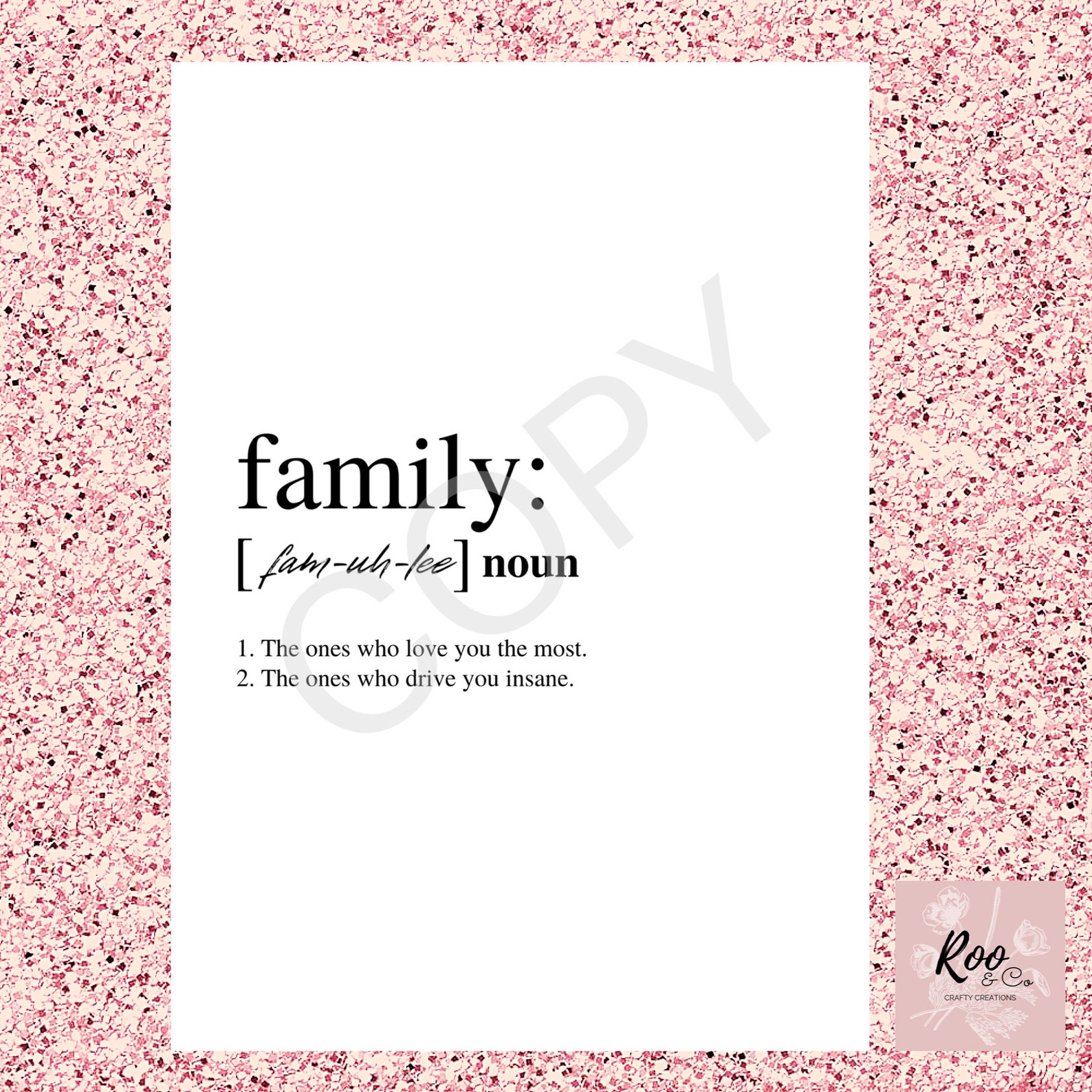 Quote Print family Noun A4 Print Etsy