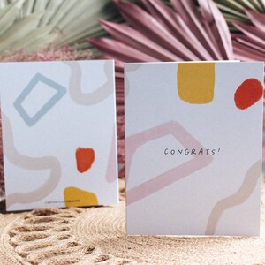Congrats Kaart A2, leeg binnen, handgeschilderd patroon op voor- en achterkant - Metallic Silver Envelop