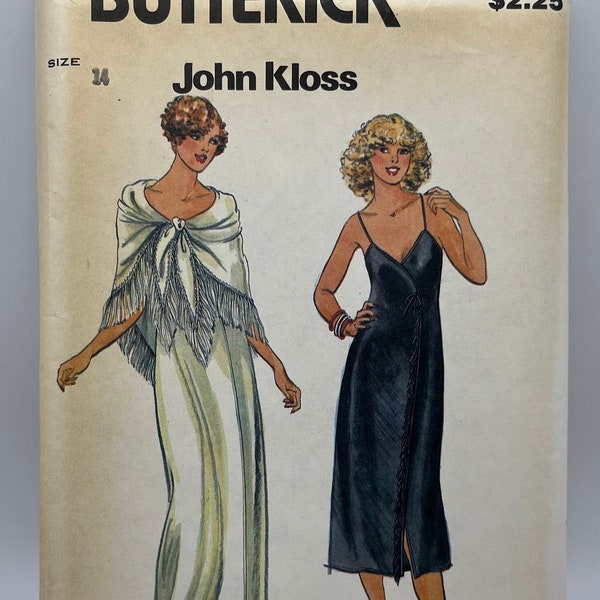 Vintage Butterick Pattern 6369 John Kloss Misses Dress Dress Schal Größe 10 und 14