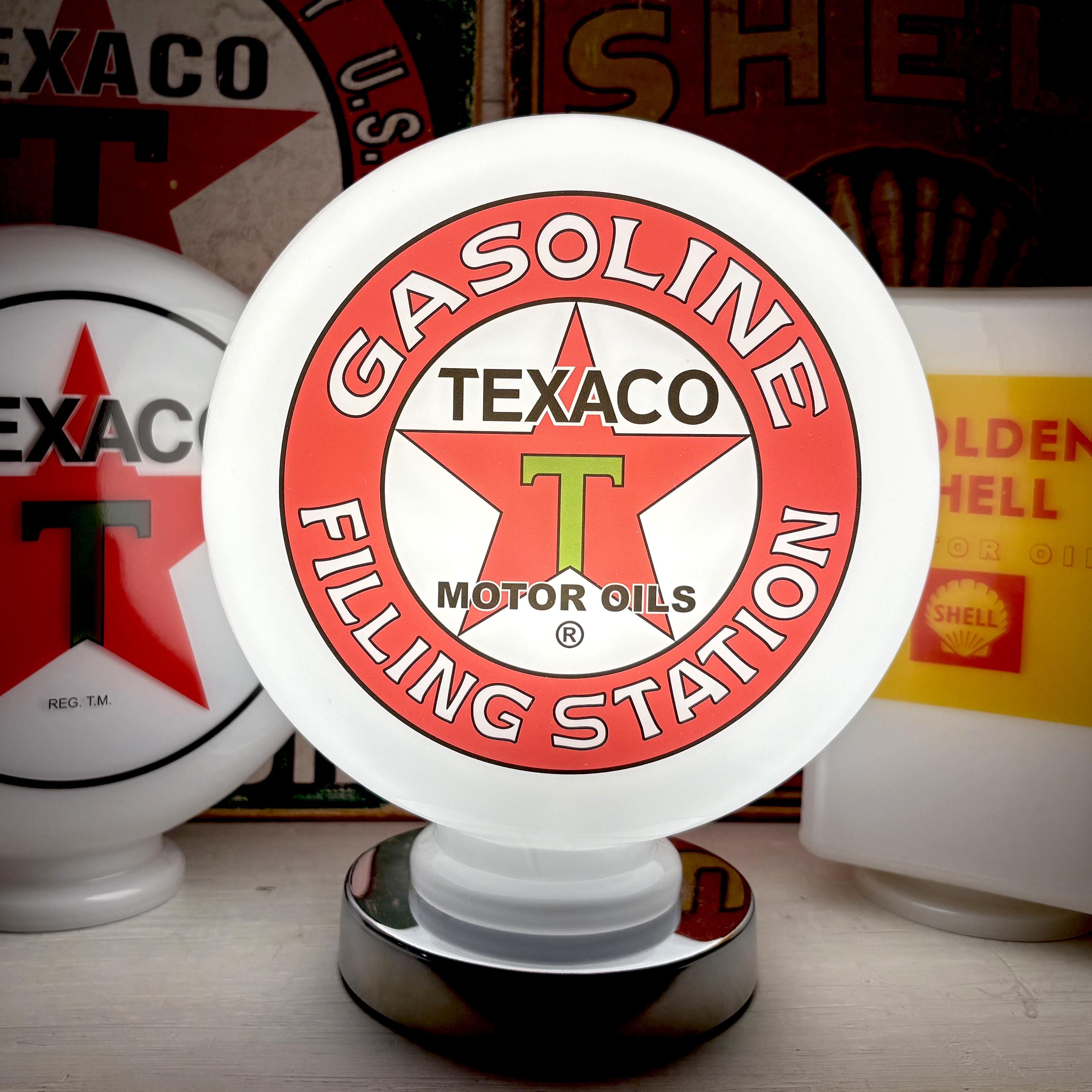 Texaco Filling Station Gasoline Mini Gas Pump Globe Mini, LED Desk