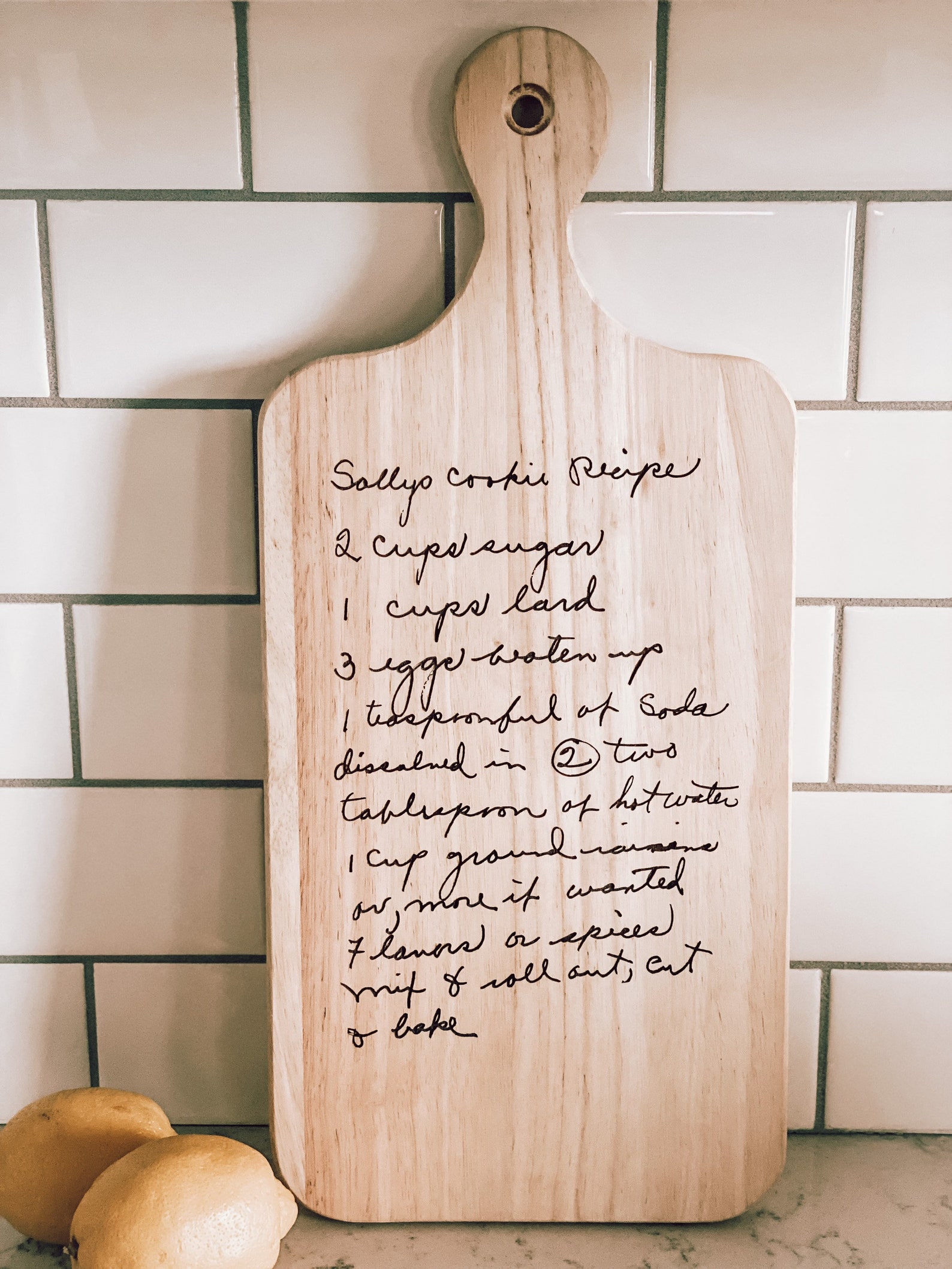 Handwritten Recipe Board Recipe Cutting Board Customized Etsy