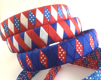 Woven headbands,patriotic headband,cover headband,4th of July headband,DIY headbands,headbands for girls,headband.