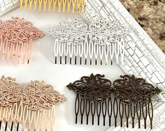 50pcs 56mmx55mm 8 teeth antique bronze hair comb with filigree,bridal hair comb,hair accessories,cabochon base,fit for 12mm cabochon